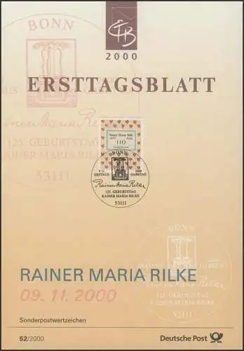 ETB 52/2000 Rainer Maria Rilke, Schriftsteller