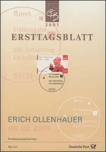 ETB 14/2001 Erich Ollenhauer, Politiker