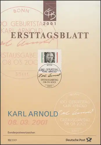 ETB 13/2001 Karl Arnold, homme politique