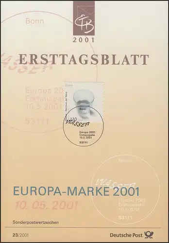 ETB 23/2001 Wasser, Lebensspender Europa CEPT