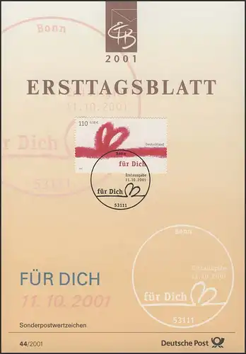 ETB 44/2001 - Grußmarke, rote Schleife: für Dich