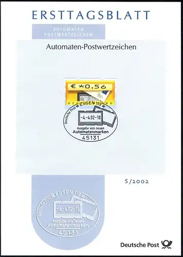 ETB S/2002 Automatenmarke Briefkasten 4.4.2002