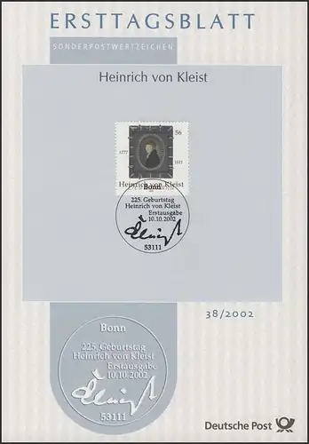 ETB 38/2002 Heinrich von Kleist, Schriftsteller