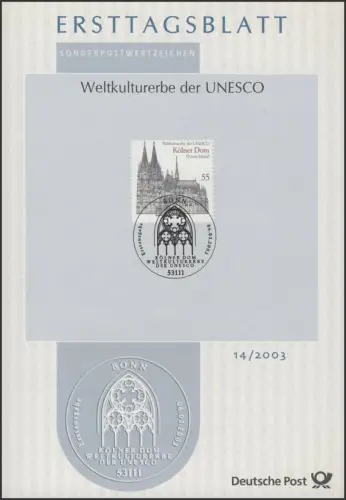 ETB 14/2003 UNESCO Cologne Dôme