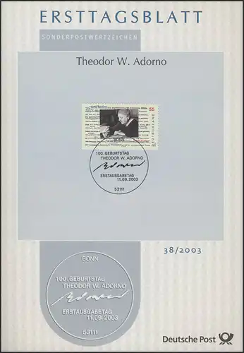 ETB 38/2003 Theodor W. Adorno, philosophe