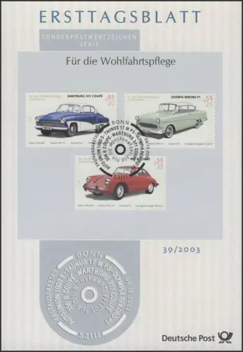 ETB 39+39a/2003 Wohlfahrt, Oldtimer Wartburg, Porsche, Taunus, Rekord, Union