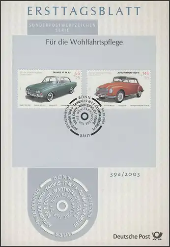 ETB 39+39a/2003 Wohlfahrt, Oldtimer Wartburg, Porsche, Taunus, Rekord, Union