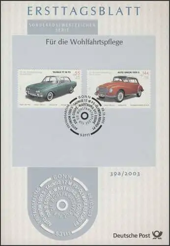 ETB 39+39a/2003 Wohlfahrt, Oldtimer Wartburg, Porsche, Taunus, Rekord, Union