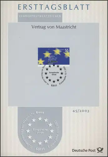 ETB 45/2003 Traité de Maastricht, Union européenne, drapeau européen