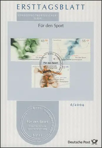 ETB 06+06a/2004 Sports, football, Jeux olympiques et course, tennis en fauteuil roulant