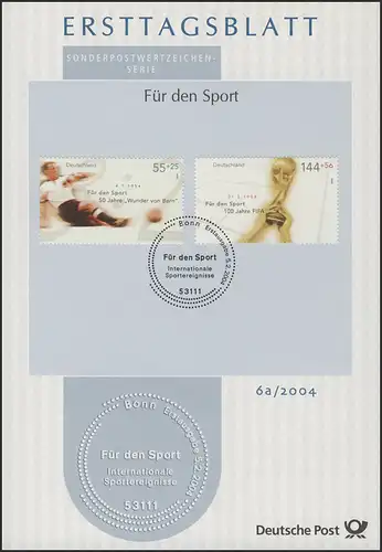 ETB 06+06a/2004 Sports, football, Jeux olympiques et course, tennis en fauteuil roulant