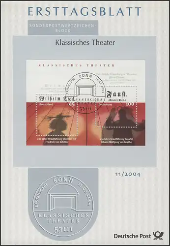 ETB 11/2004 - Block 65 Théâtre classique, Wilhelm Tell, Faust II