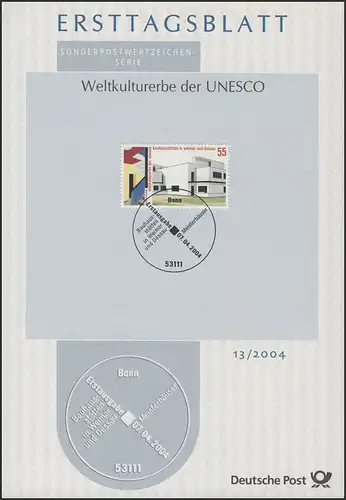 ETB 13/2004 - Patrimoine mondial de l'UNESCO, sites de construction de Weimar et Dessau
