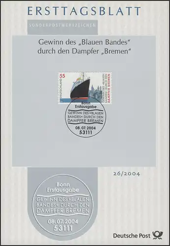 ETB 26/2004 - Gewinn des Blauen des Bandes durch die Bremen