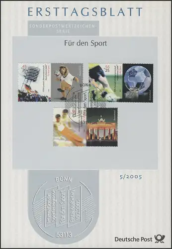 ETB 05+05a/2005 Aide sportive, football, gymnastique artistique, ski, escrime