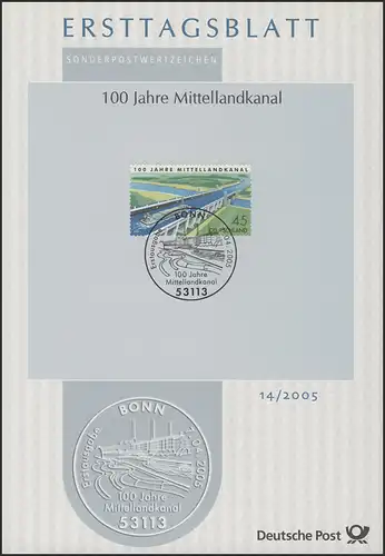 ETB 14/2005 Canal du centre-pays, Elblandschaft avec pont de Trog