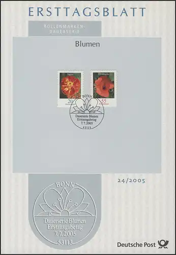 ETB 24/2005 Blumen, Tagetes 0,20 Euro / Klatschmohn 0,55 Euro