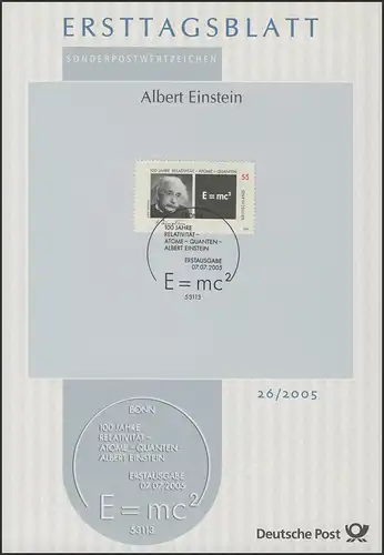 ETB 26/2005 Albert Einstein, Théorie de la relativité, quantiques, atomes