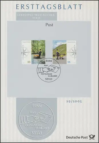 ETB 29/2005 Briefzustellung, Flußlandschaft, Gebirge, Windrose