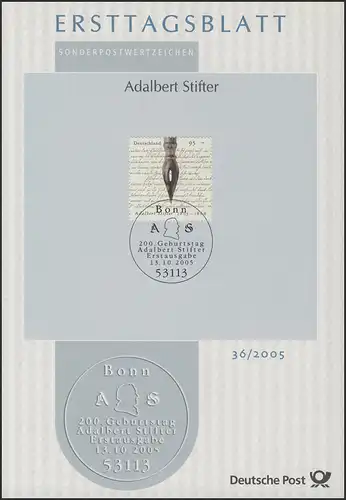 ETB 36/2005 Adalbert Stifter, Schriftsteller, Maler