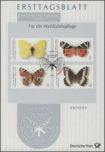 ETB 44/2005 Wofa Schmetterlinge Zitronenfalter, Rus. Bär, Pfauenauge Waldportier
