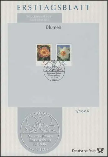ETB 01/2006 Fleurs, Dahlie 0,35 Euro / Narcisse 0,90 Euro