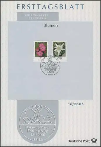 ETB 16/2006 Blumen, Nelke 0,70 Euro / Edelweiß 2,20 Euro
