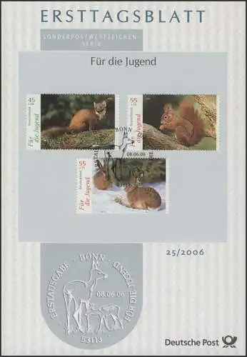 ETB 25+25a/2006 Jugend Tiere, Eichhörnchen, Reh, Hase, Marder - Satz 2 ETB