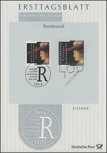 ETB 31/2006 Rembrandt Harmenszoon van Rjin, Maler - Gemeinschaftsausgaben mit NL