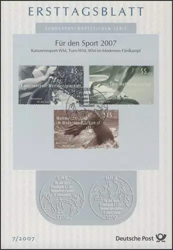 ETB 07/2007 - Sport, Kanuweltmeisterschaft, Turnen, Moderner Fünfkampf