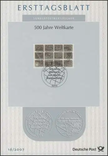 ETB 16/2007 Carte du monde, Martin Waldseemüller