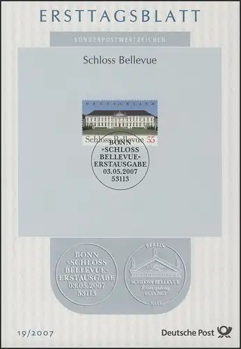 ETB 19/2007 Schloss Bellevue, Amtssitz des Bundespräsidenten