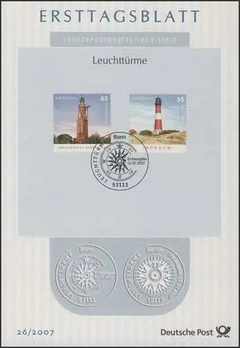 ETB 26/2007 Leuchttürme, Bremerhaven Oberfeuer, Hörnum, Sylt