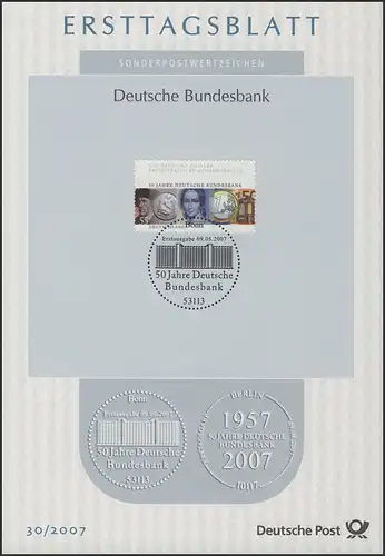 ETB 30/2007 Bundesbank, billets, pièces