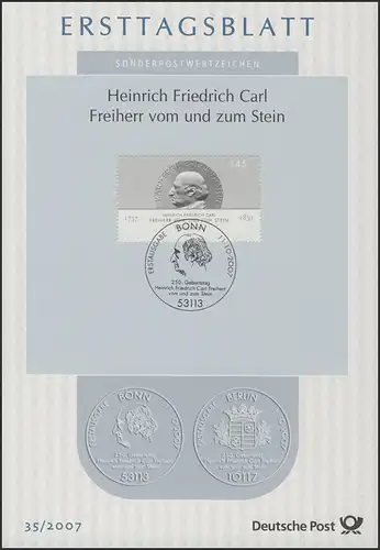 ETB 35/2007 Heinrich Friedrich Carl Freiherr du et au Stein, politicien