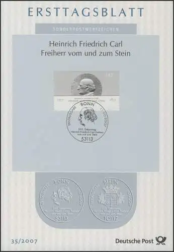 ETB 35/2007 Heinrich Friedrich Carl Freiherr du et au Stein, politicien