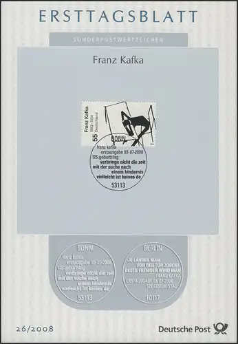 ETB 26/2008 Franz Kafka, Schriftsteller