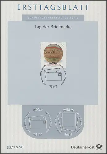 ETB 33/2008 Tag der Briefmarke, Schätze der Philatelie, Eilwagen in Ohrdruf