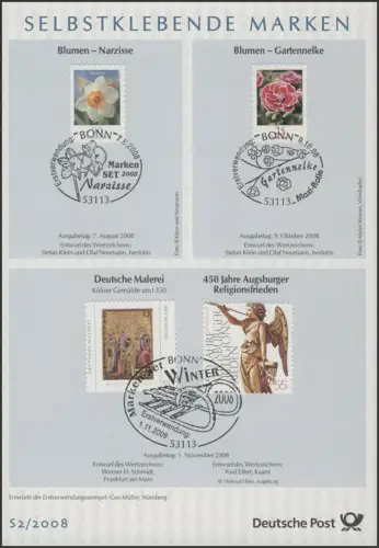ETB S2/2008 Marques autocollantes, fleurs Narcisse etc.