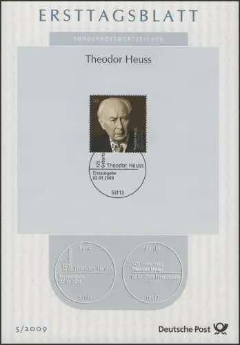 ETB 05/2009 Theodor Heuss, Bundespräsident