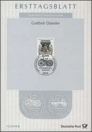 ETB 11/2009 Gottlieb Daimler, ingénieur, chariot à roues en acier