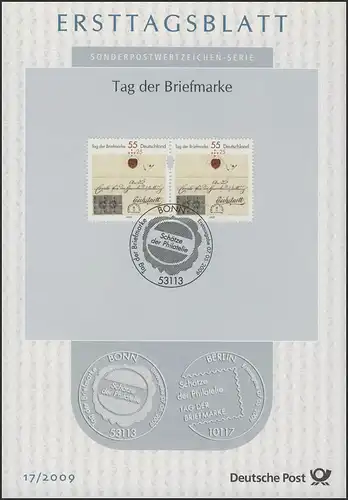 ETB 17/2009 Journée du timbre, Trésors de la Philatelie, Lettre d'Eichstoff