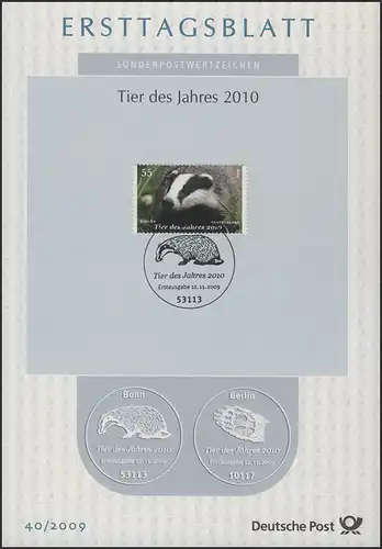 ETB 40/2009 Bête de l'année, blaireau