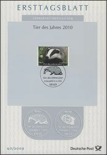 ETB 40/2009 Tier des Jahres, Dachs