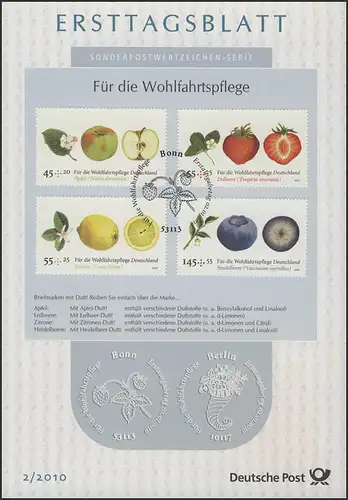 ETB 02/2010 Wohlfahrt, Obst, Apfel, Erdbeere, Zitrone, Heidelbeere, mit Duft