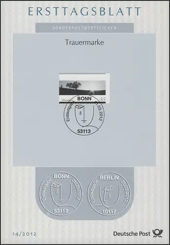 ETB 14/2012 marque de deuil, paysage, crépuscule