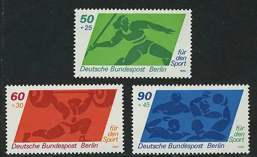 621-623 Sporthilfe Speerwerfen Gewichtheben Wasserball 1980, Satz **