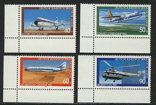617-620 Jeunesse aéronautique 1980, coin et l.