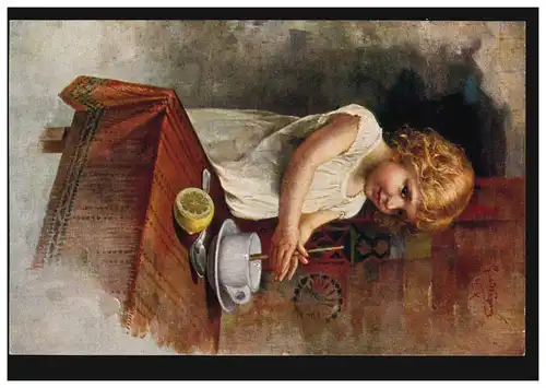 Carte de vue Enfants Filles dans la cuisine: Mères de maison, inutile