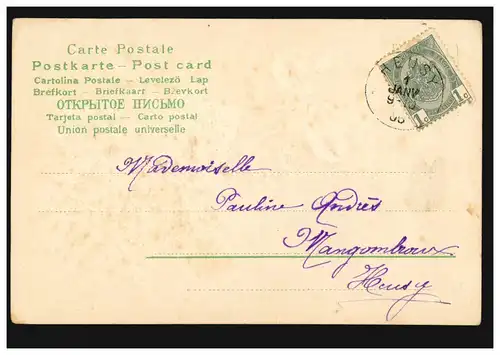 Belgique Carte de l'année de Bonne Annee Rose Jaune, HEUSY 1.1.196